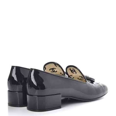 chanel loafer black patent|Chanel moccasins for sale.